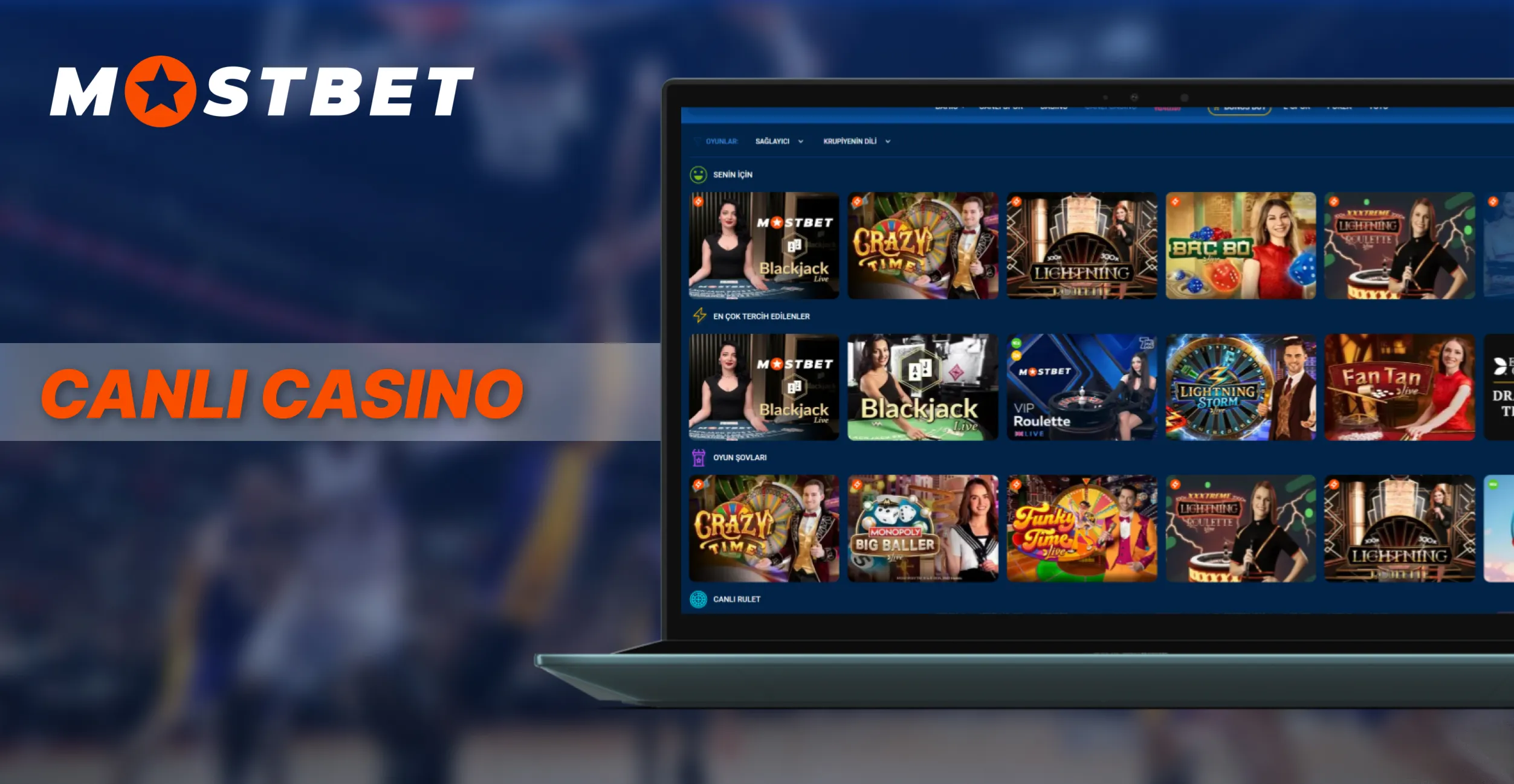Türk canlı casino Mostbet'te canlı krupiye oyunları