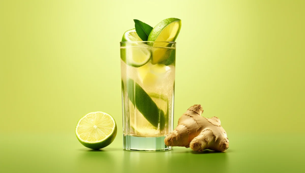 Mint, Lime, and Ginger Sparkler Mocktail Drink