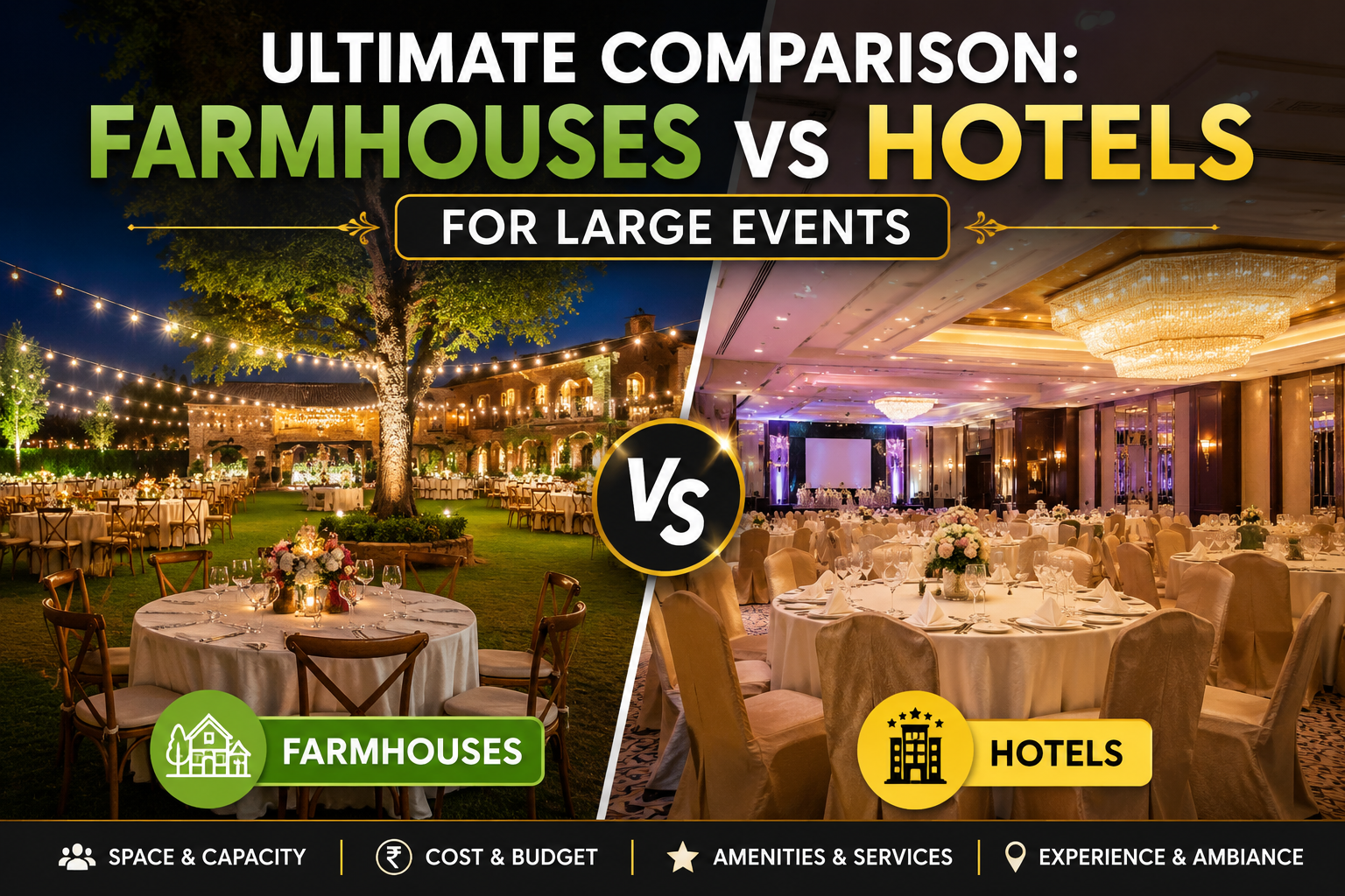 Ultimate Comparison: Farmhouses vs Hotels for Large Events