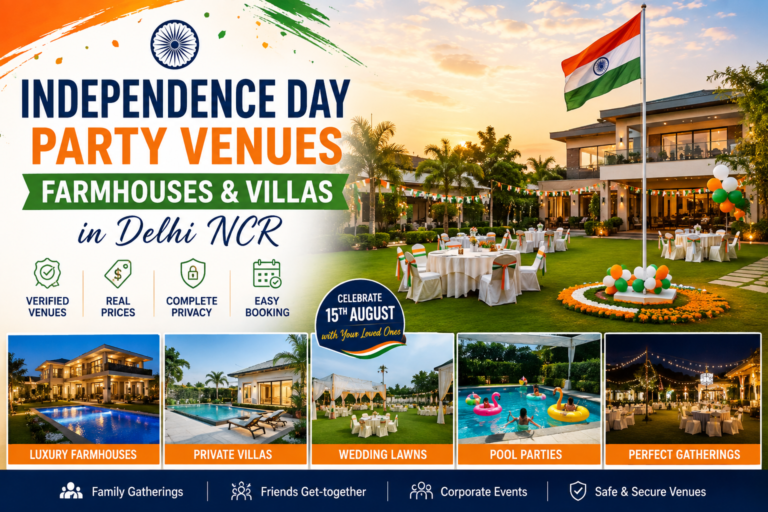 Independence Day Party Venues: Best Farmhouses & Villas in Delhi NCR for a Memorable Celebration